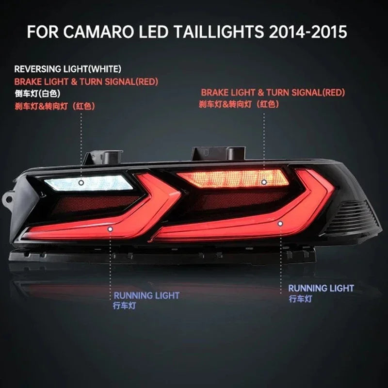 Pair LED Taillights Assembly for Chevrolet Camaro 2014 2015 Rear Tail Lights 5Th Gen Corvette C8 Style Lamp Car Accessories